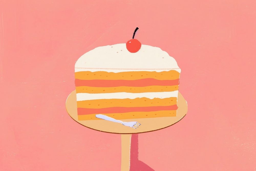 Cute cake illustration dessert food cartoon.