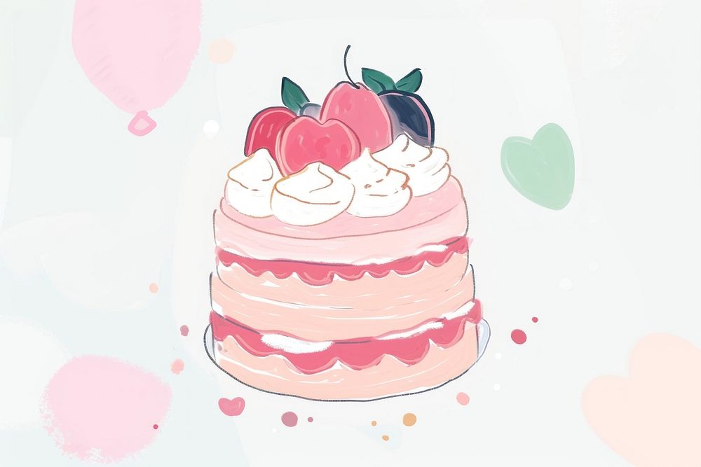 Cute cake illustration dessert cream food.