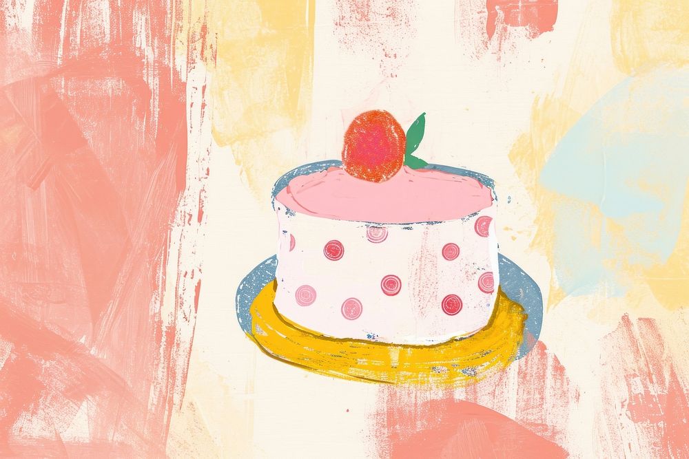 Cute cake illustration dessert food strawberry.