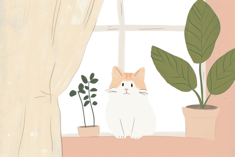 Cute cat illustration mammal animal plant.