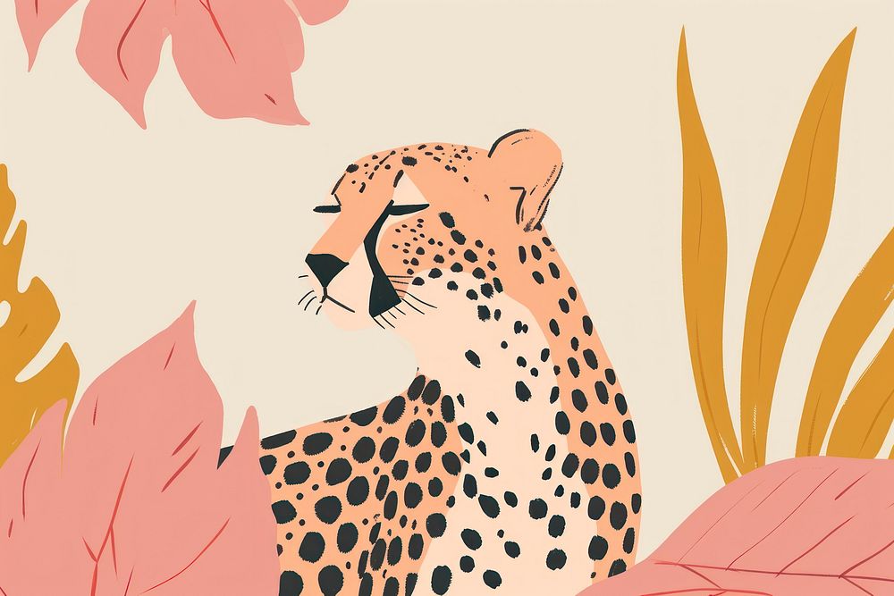 Cute cheetah illustration wildlife leopard animal.