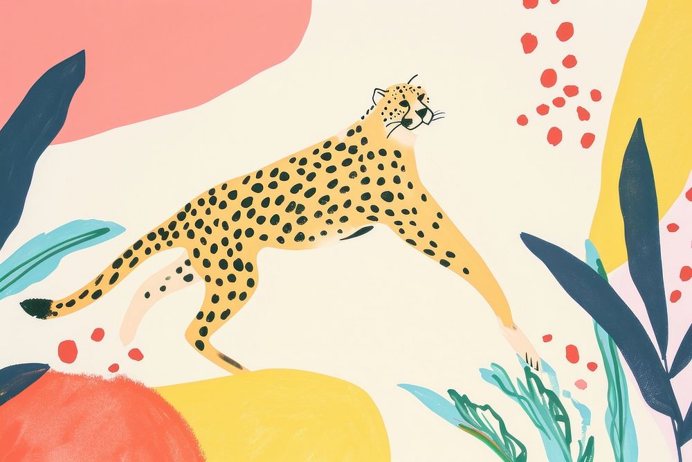 Cute cheetah illustration backgrounds wildlife leopard.