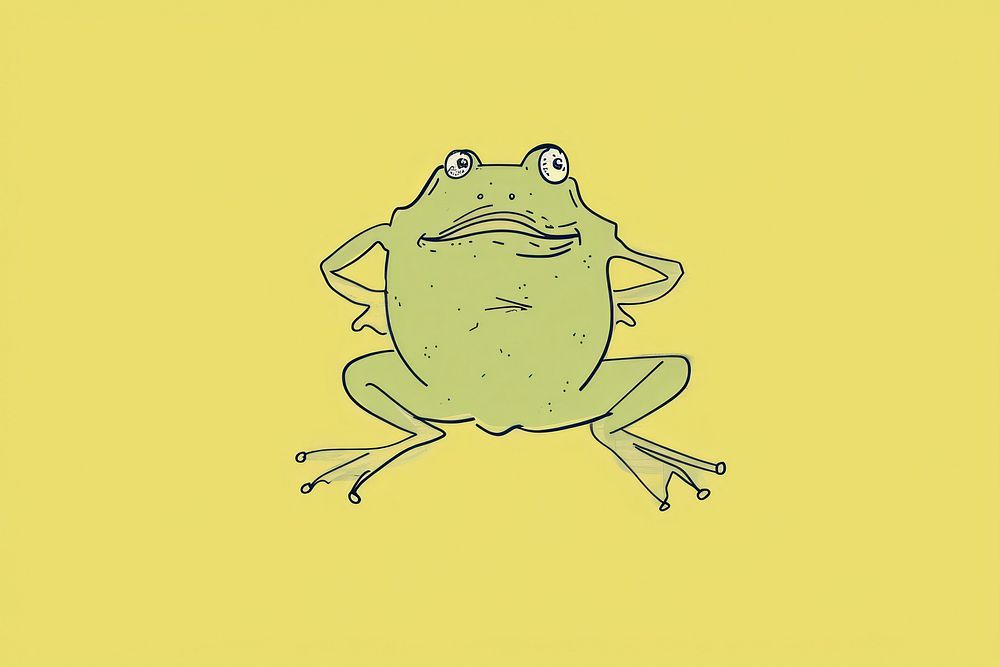 Cute frog illustration amphibian wildlife animal.