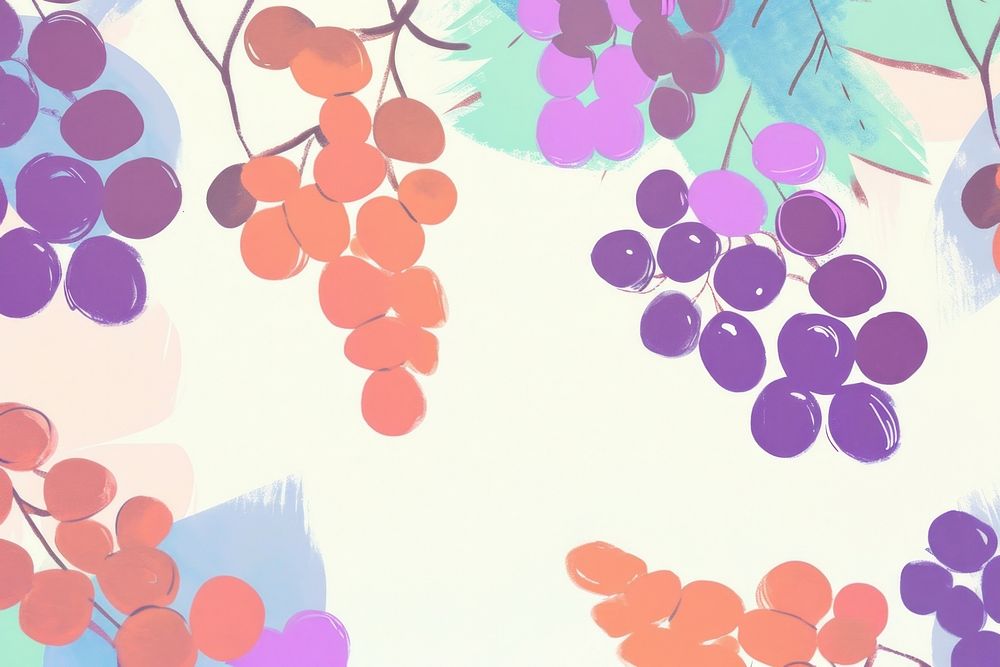 Cute grapes illustration backgrounds painting pattern.