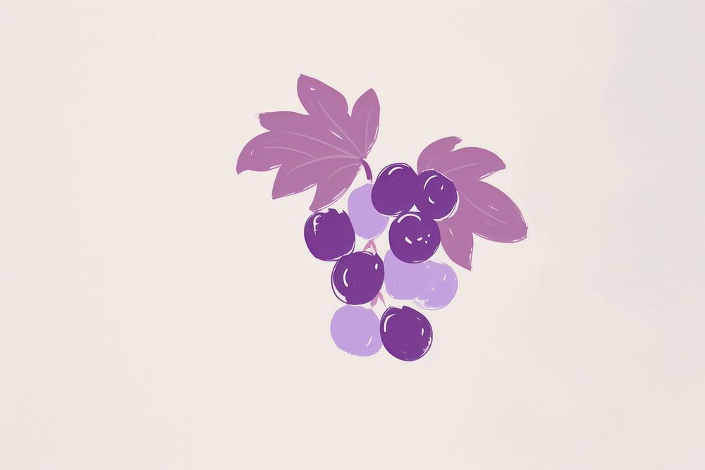 Cute grapes illustration purple plant freshness.