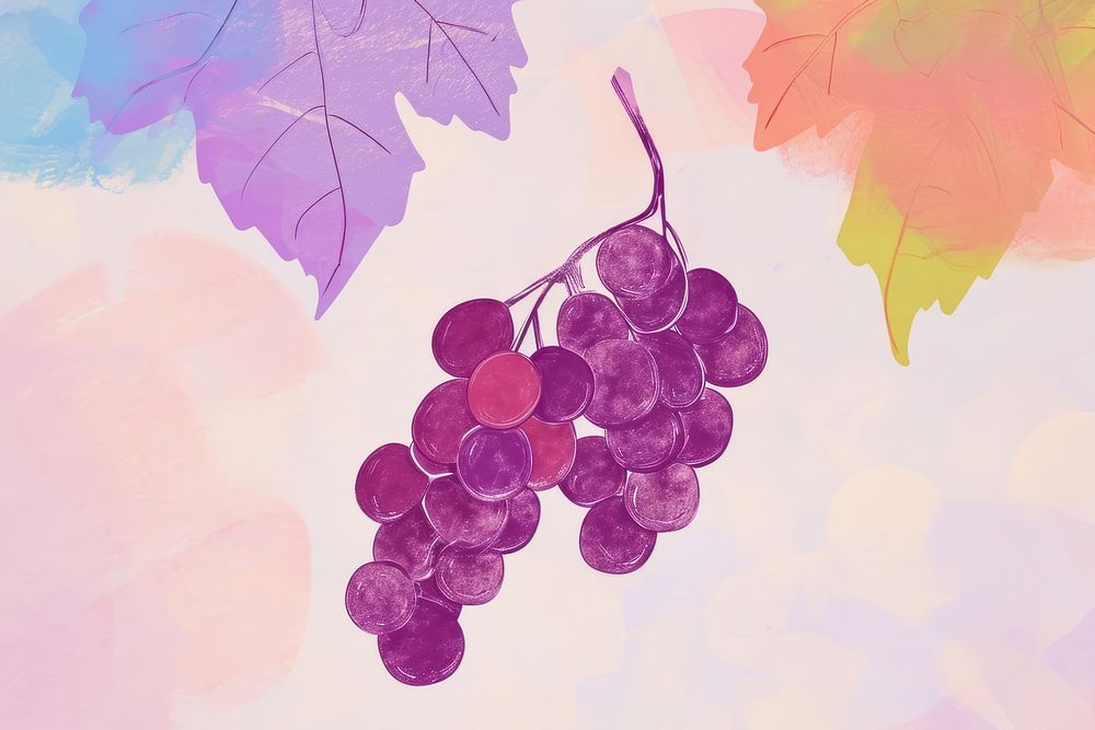 Cute grapes illustration plant leaf winemaking.