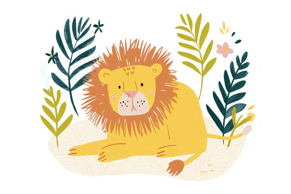 Cute lion illustration wildlife animal mammal.