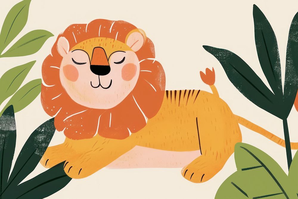 Cute lion illustration cartoon animal representation.