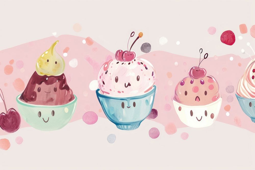 Cute pudding illustration dessert cupcake food.