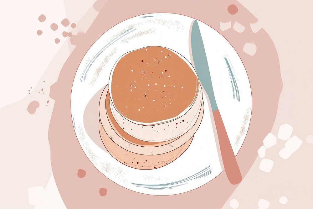 Cute pancake illustration dessert plate food.