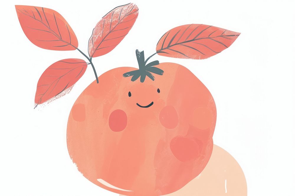 Cute peach illustration fruit plant food.