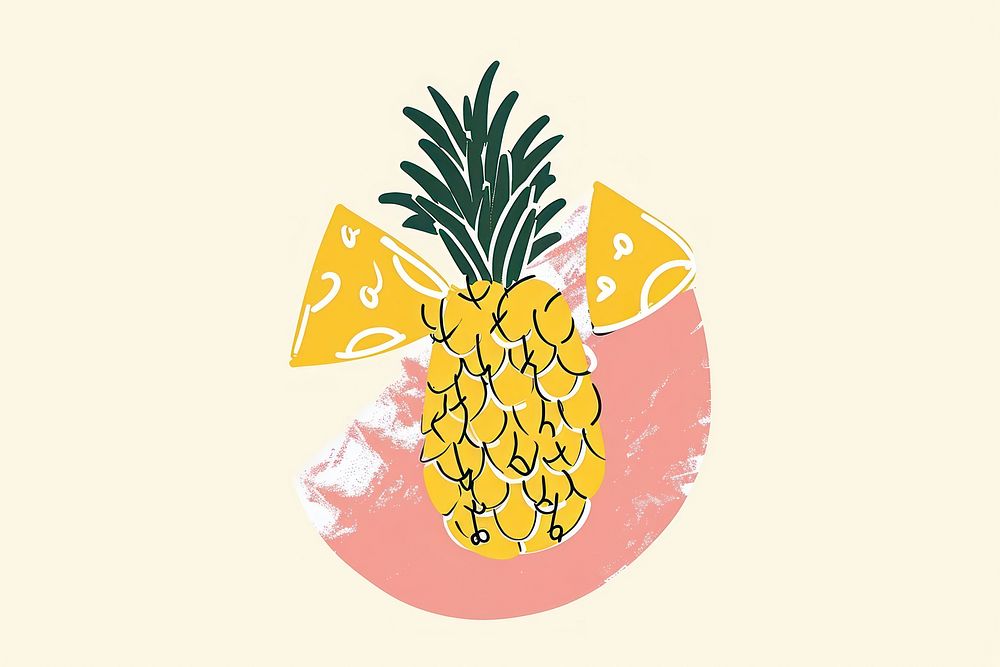 Cute pineapple illustration fruit plant food.