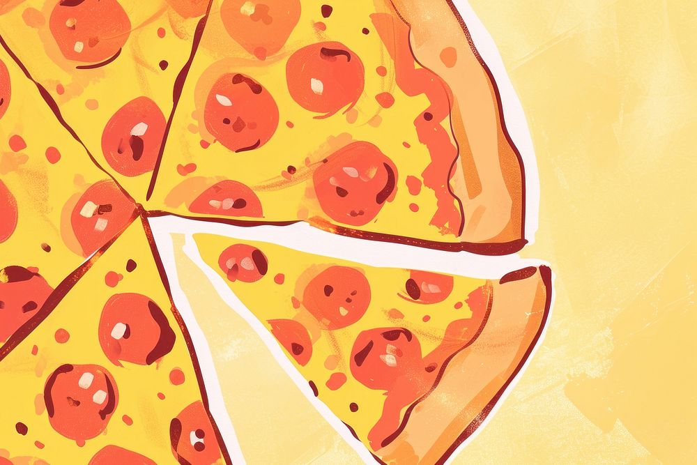 Cute pizza illustration food pepperoni freshness.