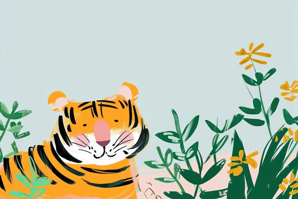 Cute tiger illustration wildlife outdoors pattern.