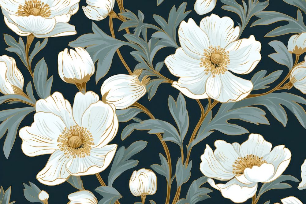 White flower wallpaper pattern plant. 