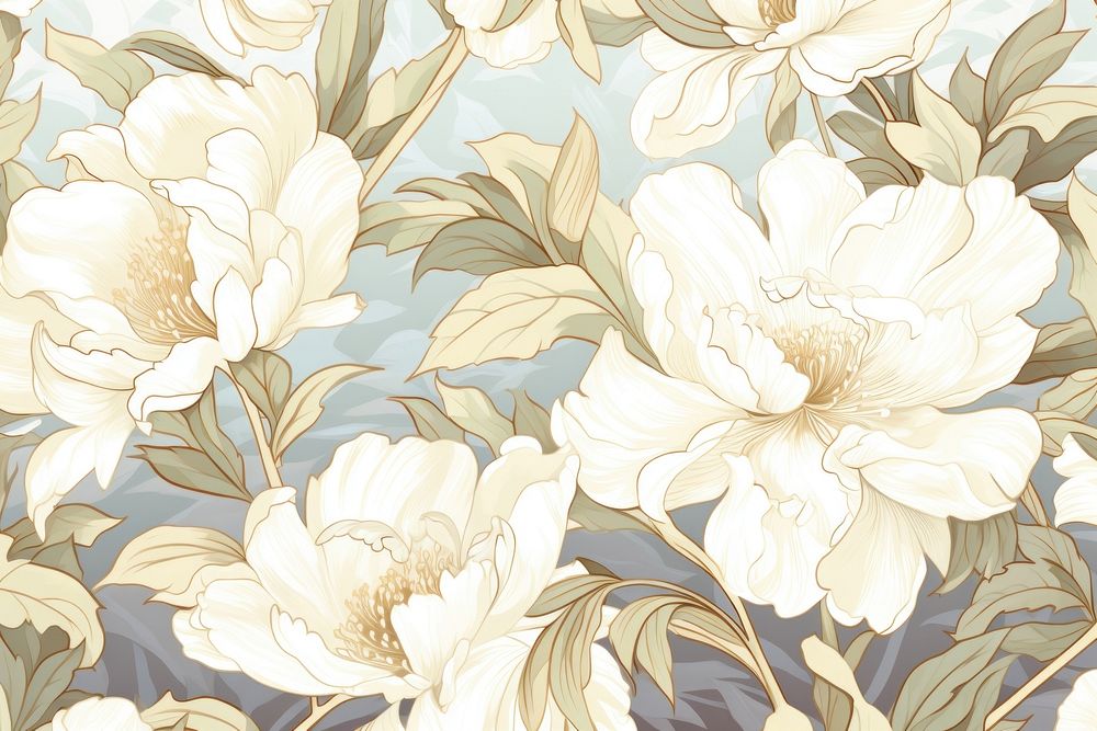 White flower wallpaper pattern plant. AI generated Image by rawpixel.