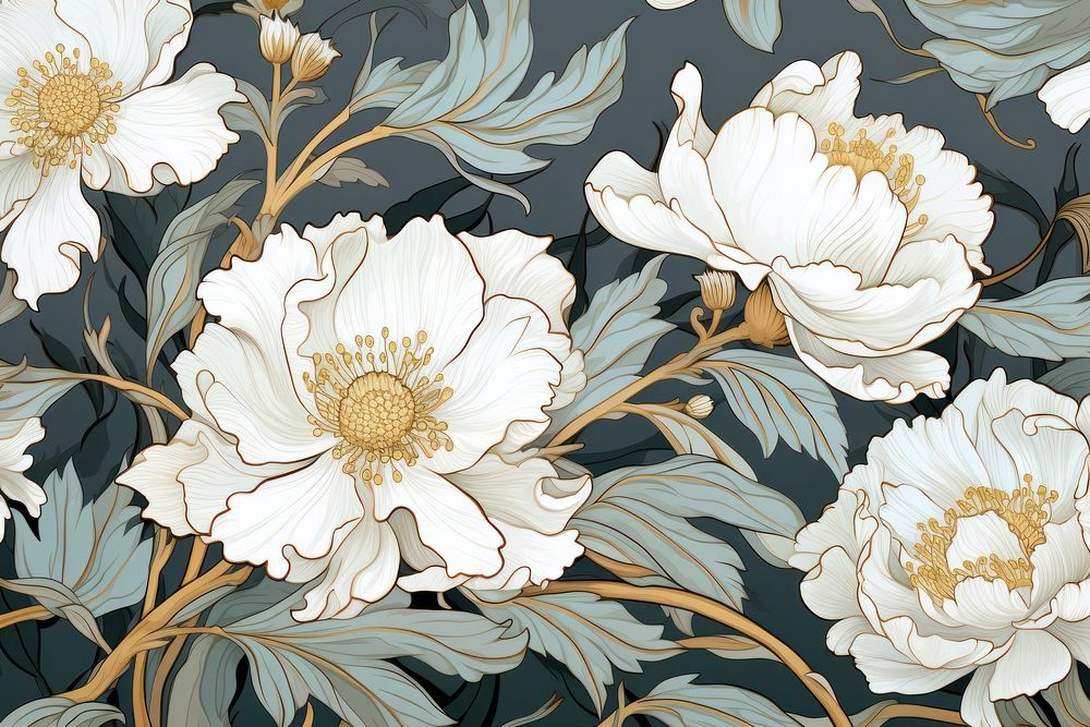 White flower art wallpaper pattern. 