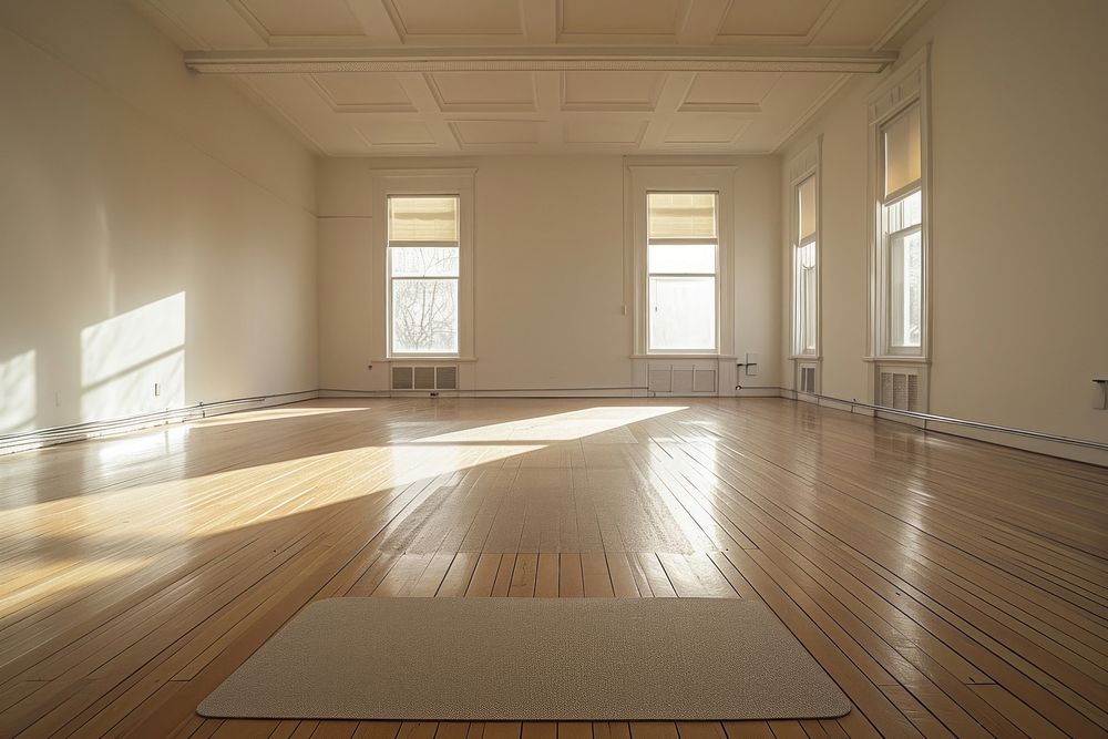 Yoga studio flooring hardwood architecture.