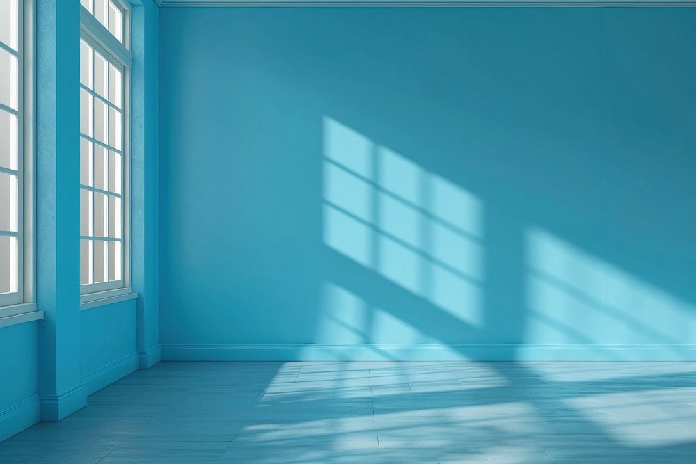 Blue room window floor architecture.