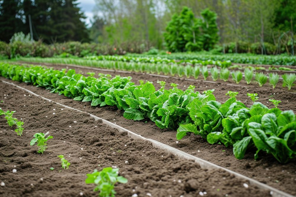 Clean and clear home vegetable garden outdoors lettuce nature.