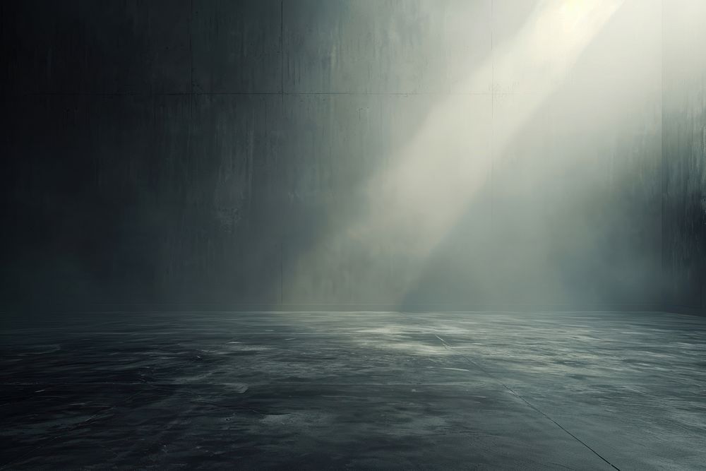 Dark black concrete texture floor room with fog light architecture illuminated.