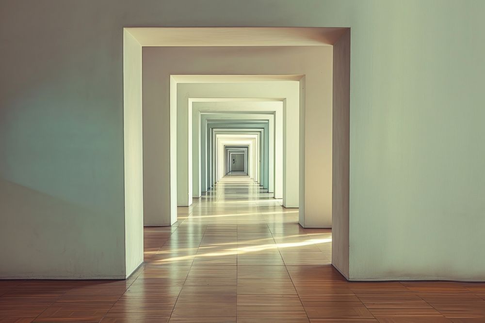 Hallway architecture flooring building.