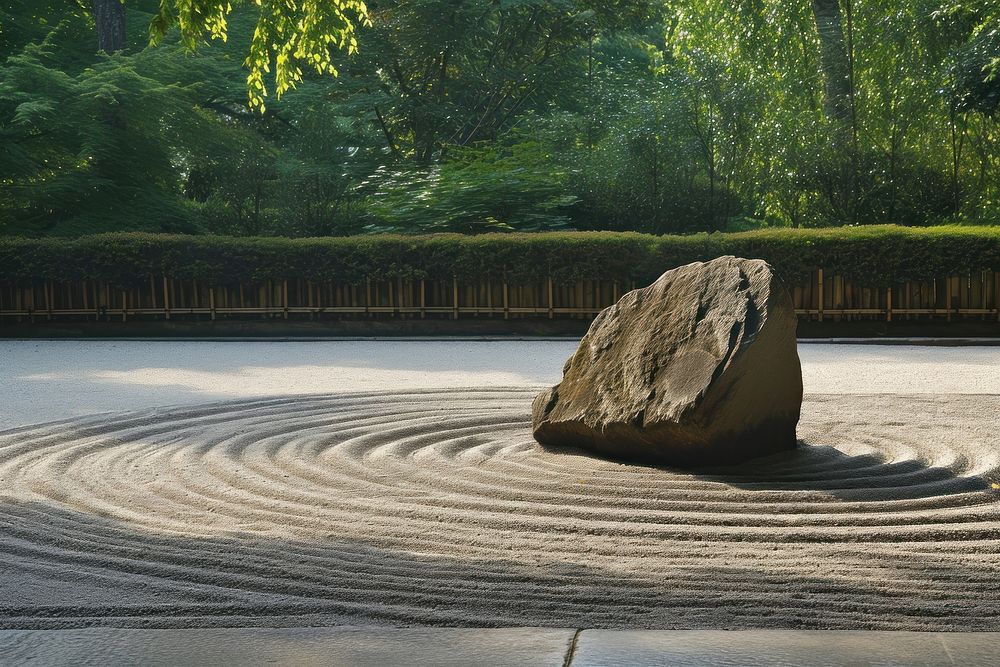Japanese zen stone garden architecture outdoors nature.