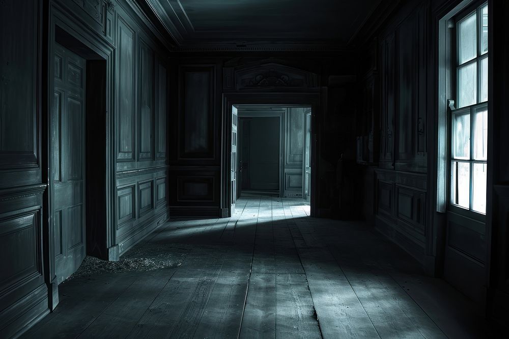 Spooky haunted house architecture building corridor.