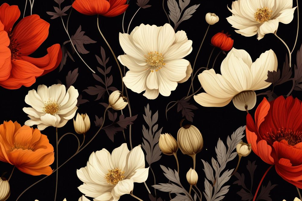  Flower Autumn pattern backgrounds petal. AI generated Image by rawpixel.