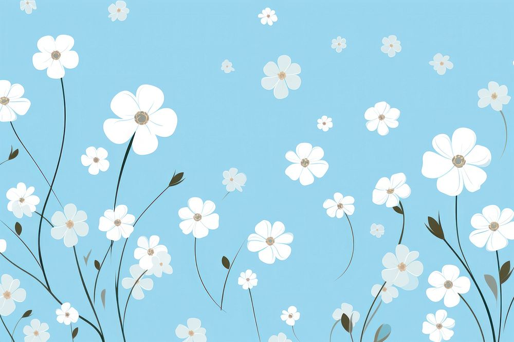 Flower patterned light blue background | Free Photo Illustration - rawpixel