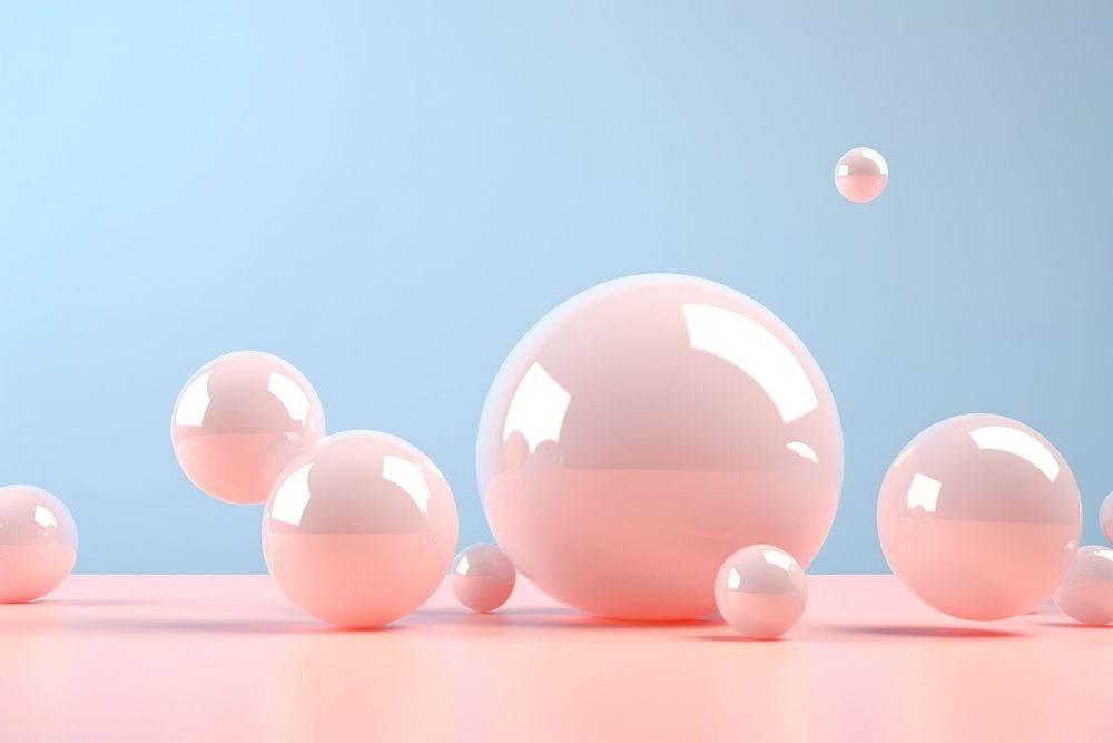 Floating spheres 3d rendering ball football balloon.