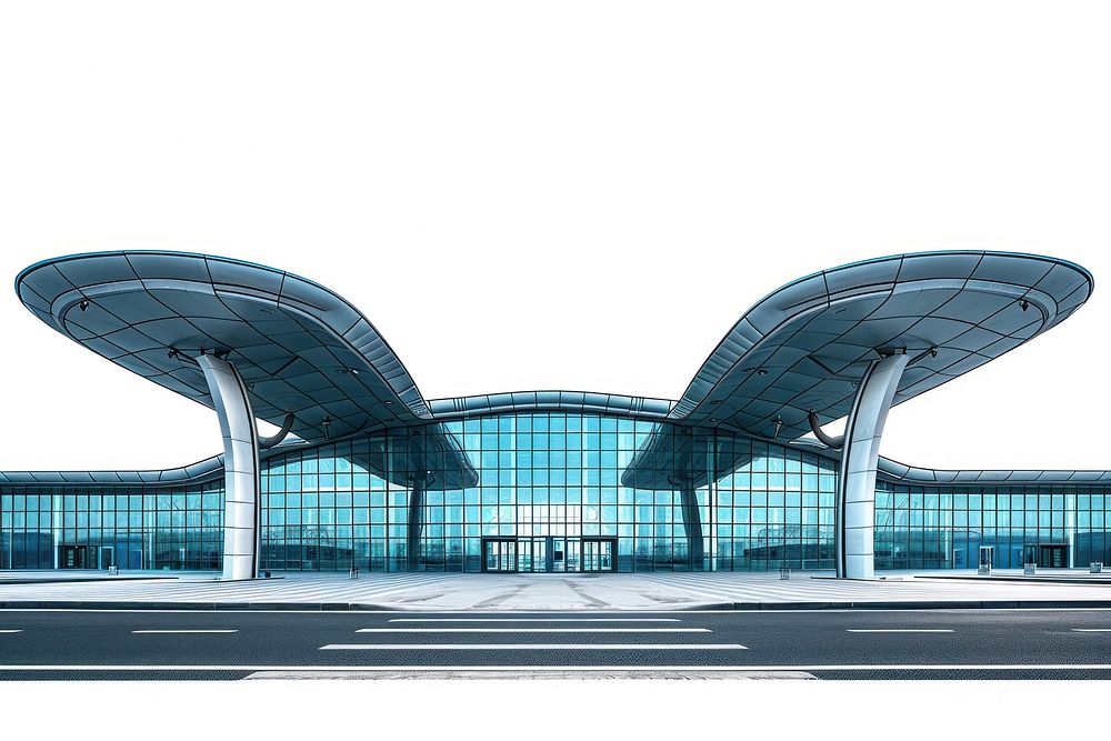 Airport architecture building white background futuristic.