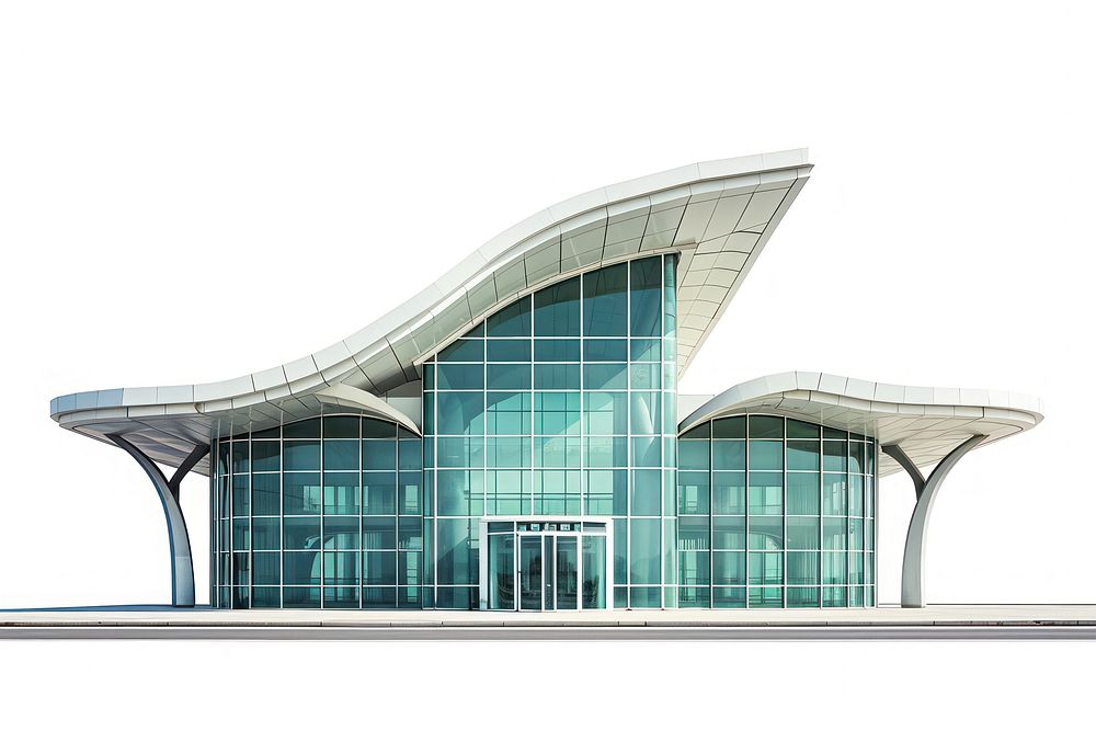 Airport architecture building city white background.