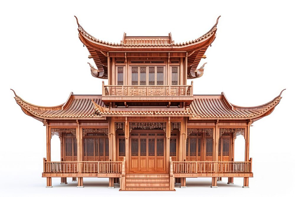 Asian wood building architecture temple pagoda.