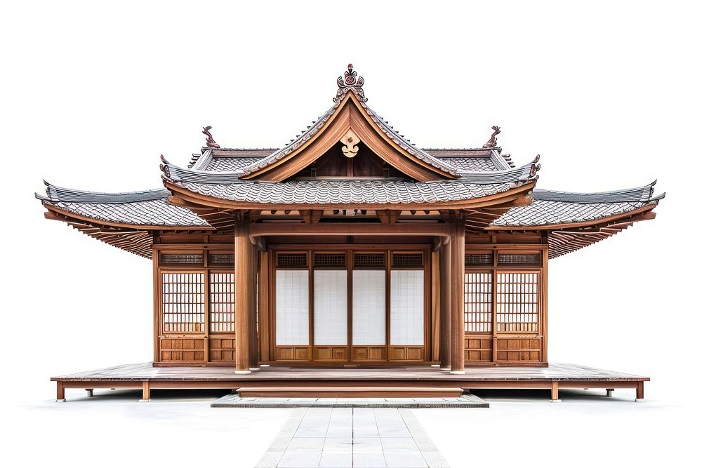 Asian wood building architecture shrine temple.