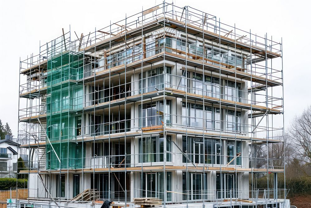 Building construction architecture scaffolding development.