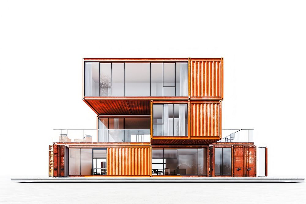 Container architecture building white background housing.