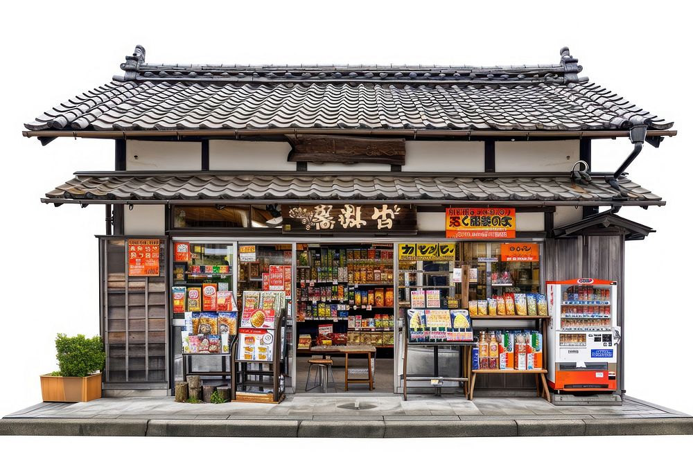 Local japanese Grocery store architecture building kiosk.