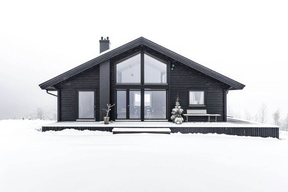 Scandinavian house in wintertime architecture building cottage.