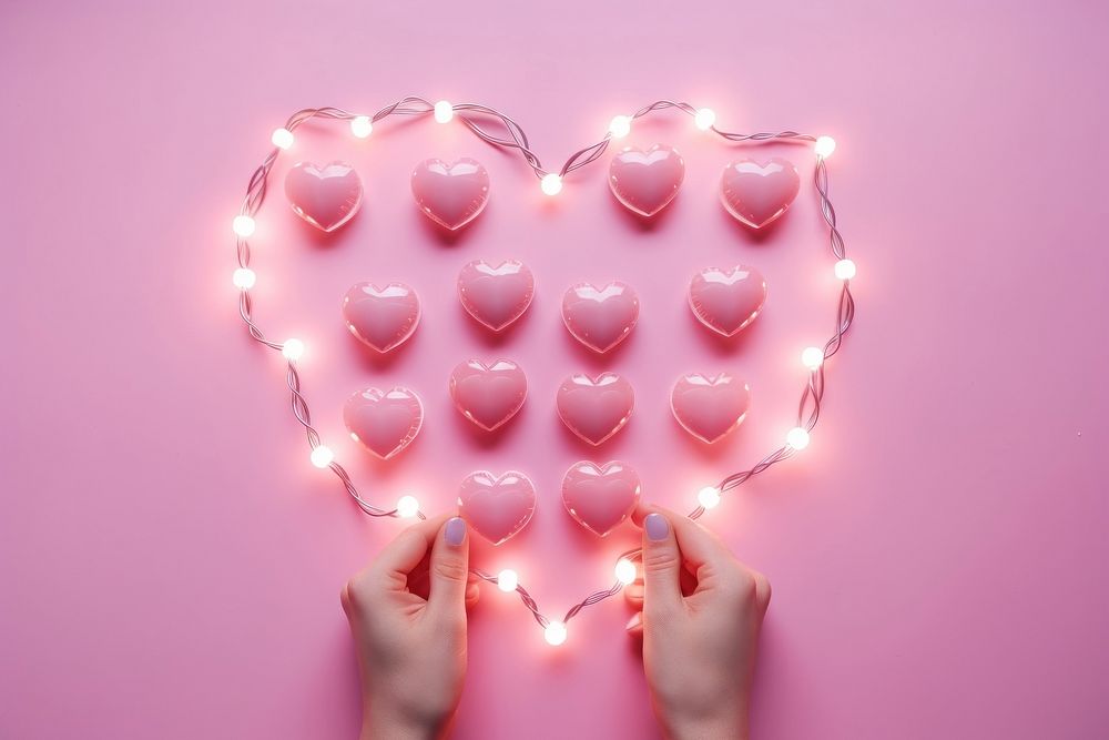Symbol heart pink pink background.