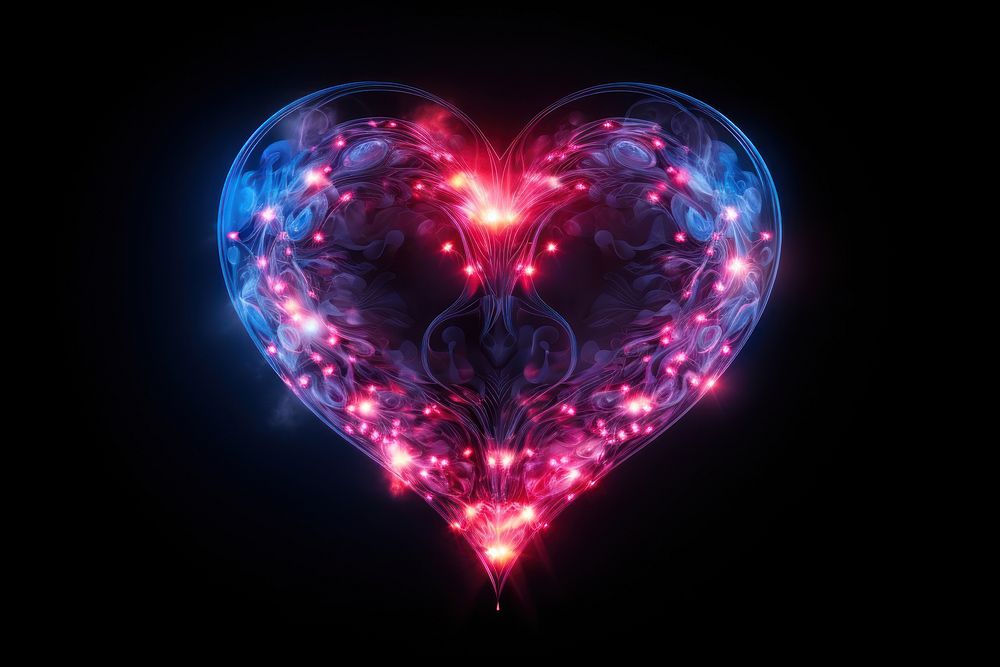 Heart pattern light black background.