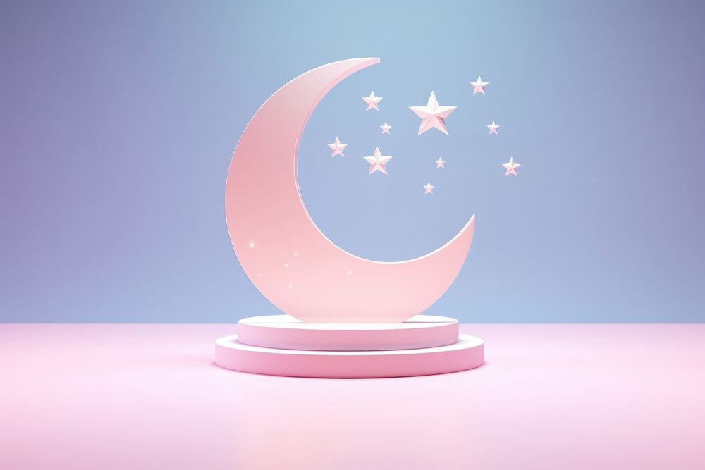 Holographic Ramadan greeting astronomy crescent night.