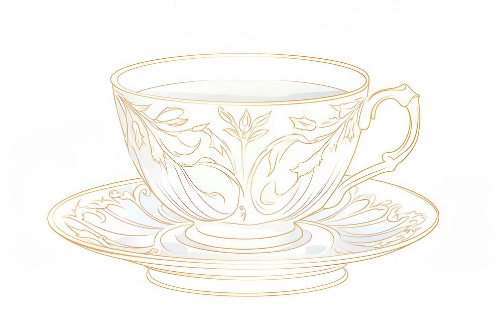 Coffee cup in the style of Alphonse Mucha saucer drink mug.