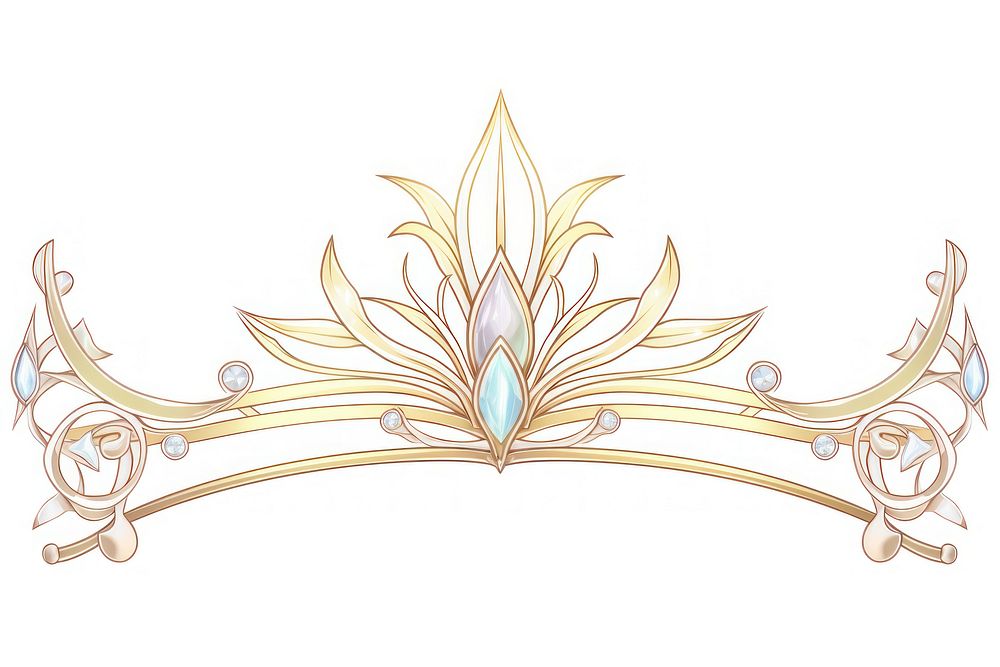 Crown Alphonse Mucha style tiara white background accessories.