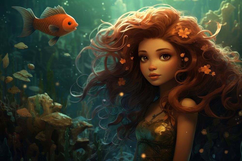 Cute mermaid adult underwater hairstyle. | Free Photo Illustration ...