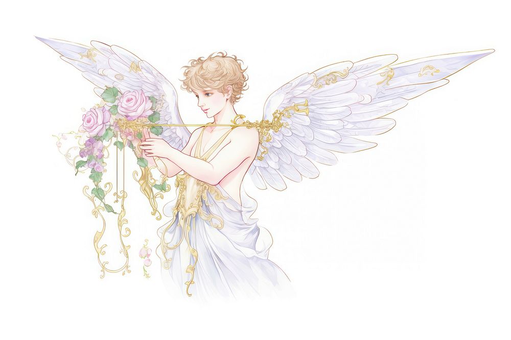Cupid in style of Alphonse Mucha wedding angel adult.