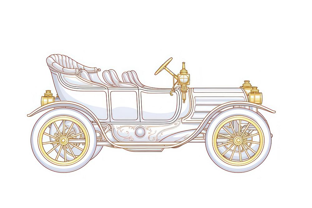 A car Alphonse Mucha style vehicle wheel white background.
