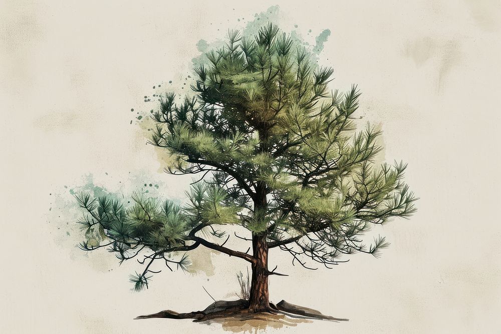 A pine drawing sketch plant. AI generated Image by rawpixel.