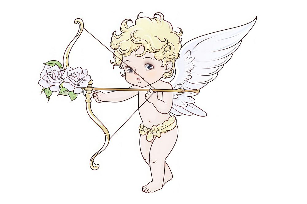 Baby cupid in style of Alphonse Mucha representation creativity fantasy.