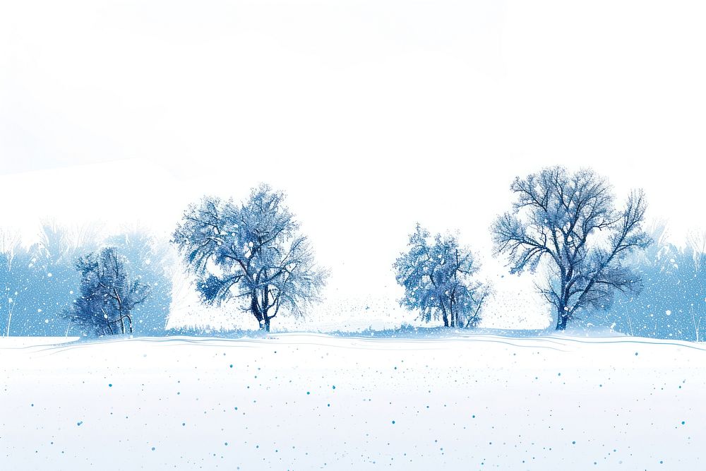 Snowy winter scene while heavy snow storm landscape tree outdoors.